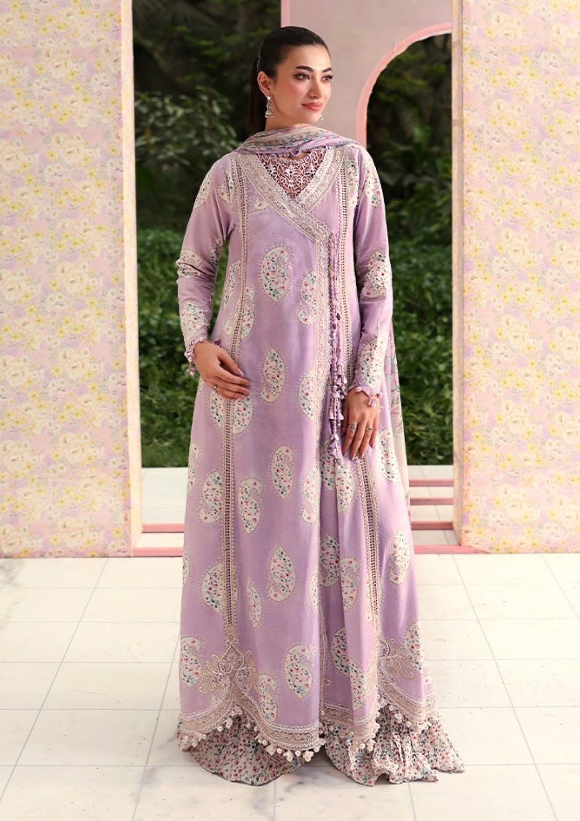 Maria B Lawn 3pc Unstitched Embroidered Suit with Chiffon Dupatta PND107