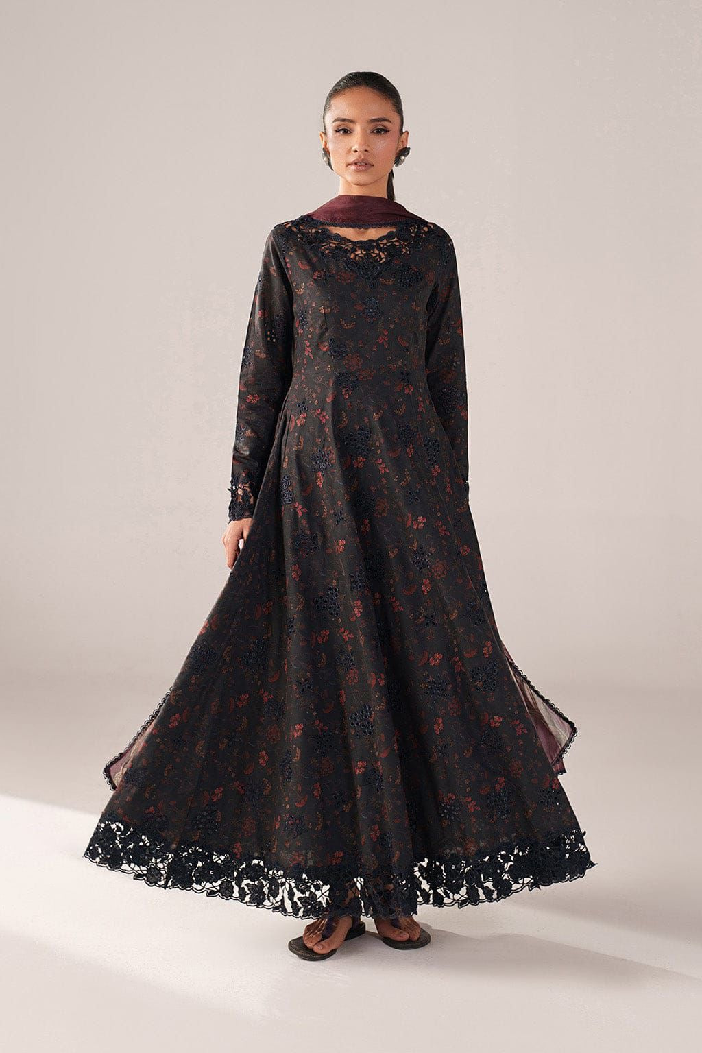 IZNIK Lawn 3pc Unstitched Embroidered Suit with Chiffon Dupatta PND109