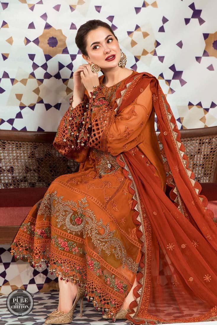Dhanak 3PC Embroidered Shirt with Chiffon Embroidered Dupatta – ZC411