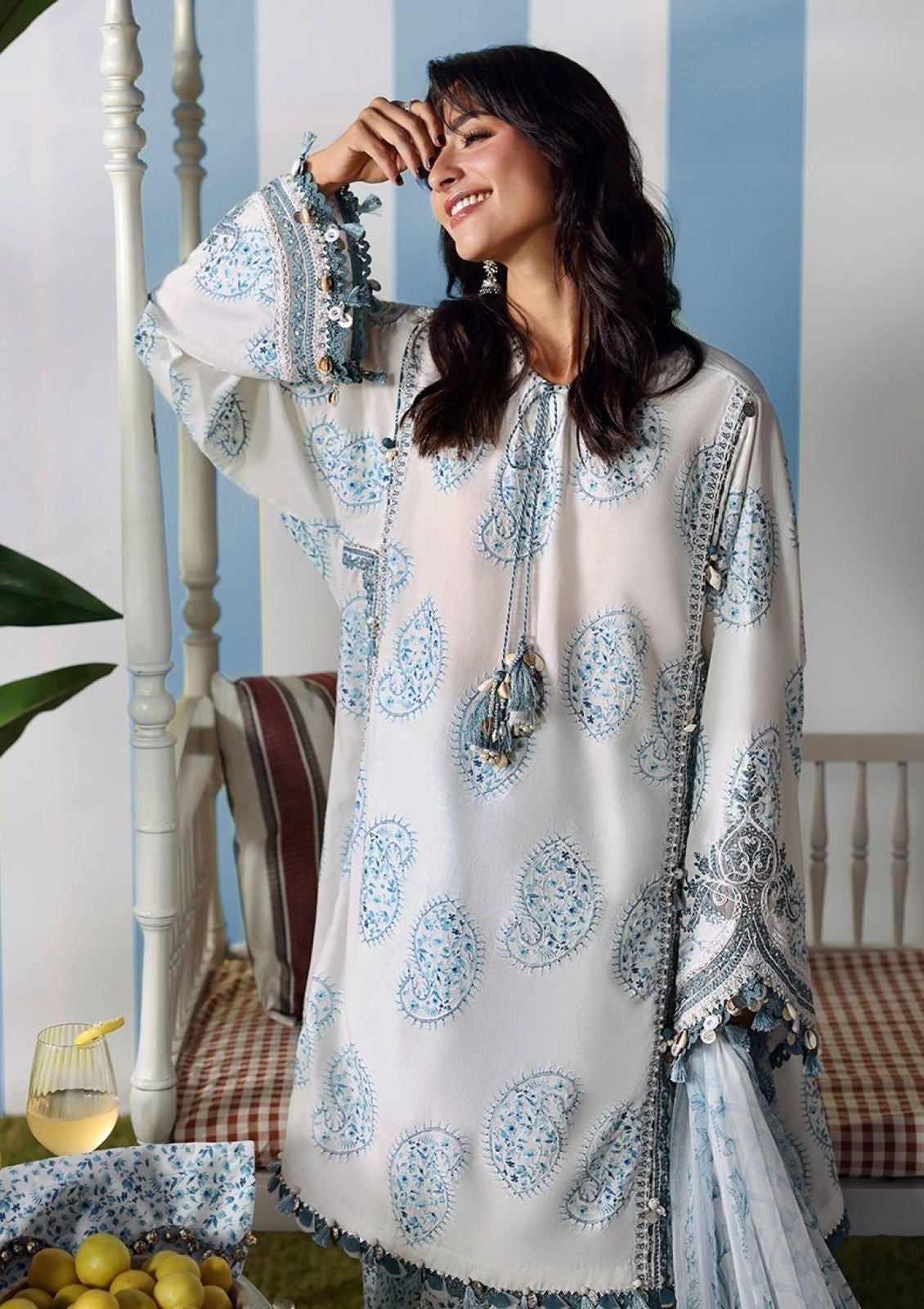 Maria B Lawn 3pc Unstitched Embroidered Suit with Chiffon Dupatta PND106