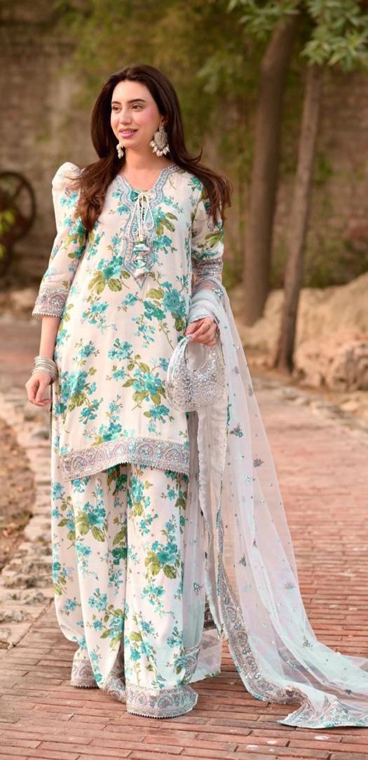 Aneela’s Lawn 3pc Unstitched Embroidered with Chiffon Dupatta PND104