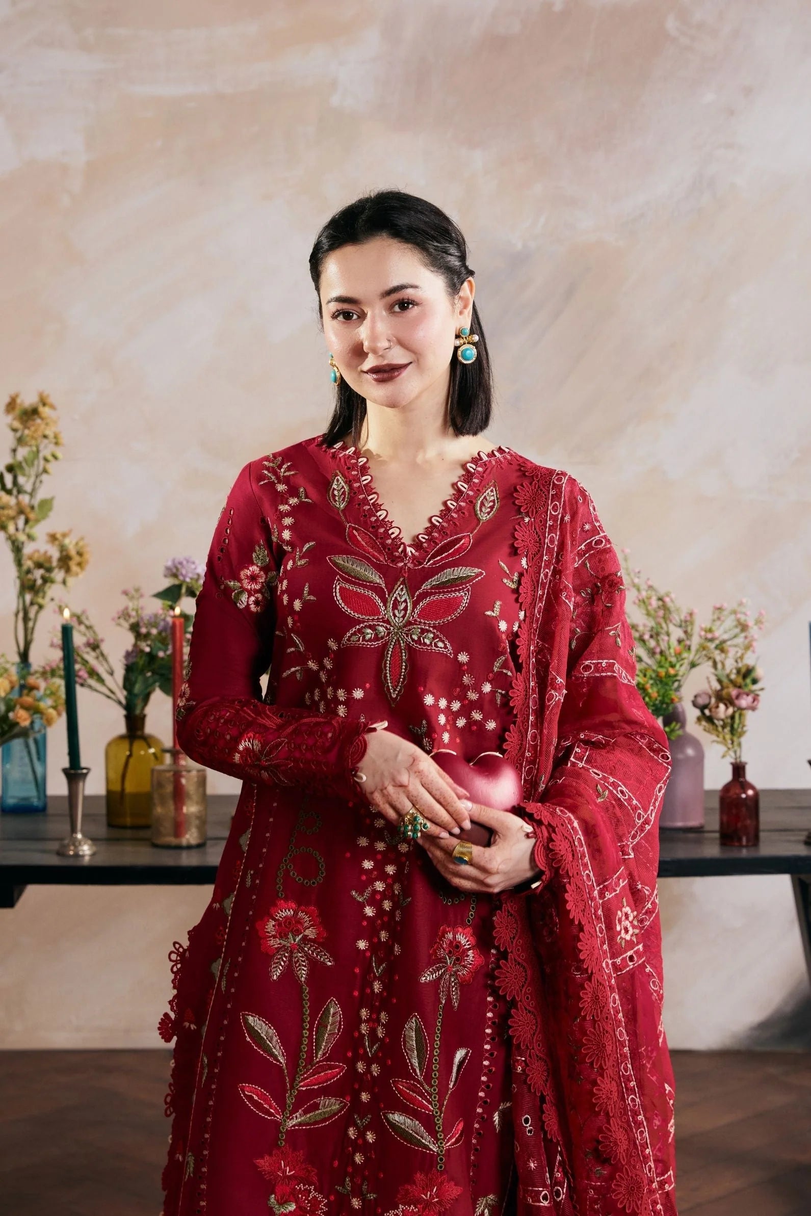 Dhanak-3PC Embroidered Shirt with Digital Printed Wool Shawl - ss6408