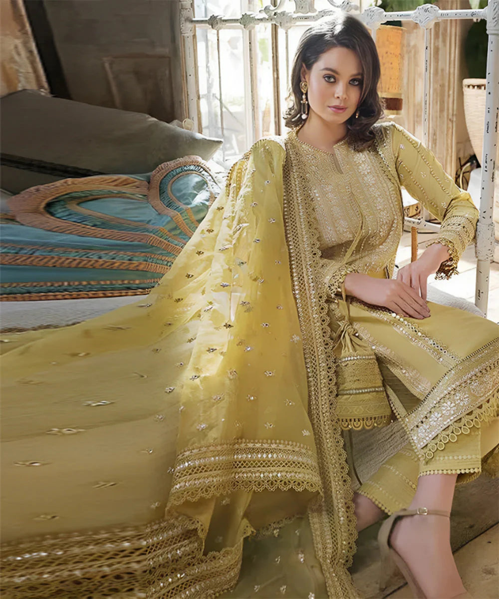 3PC Lawn Embroidered With Organza Embroidered Dupatta- SS1151