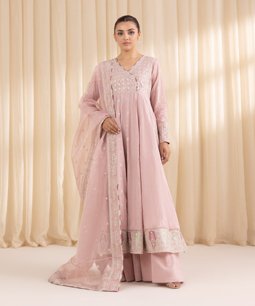 Lawn 3PC Embroidered Shirt with Organza Embroidered Dupatta – ZC1409