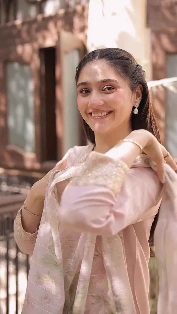 Lawn-3PC Embroidered Shirt with Organza Digital Printed Dupatta-SS5206
