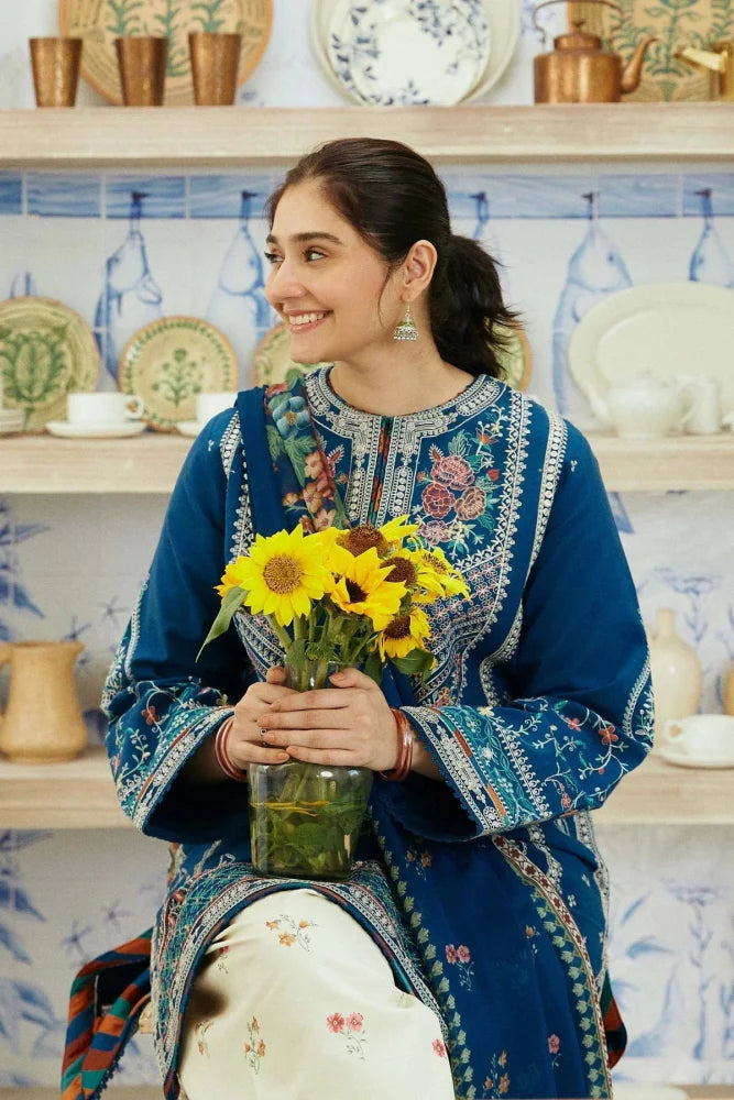 3PC Lawn Embroidered Shirt With Digital Printed Jauqard Dupatta-SS5033