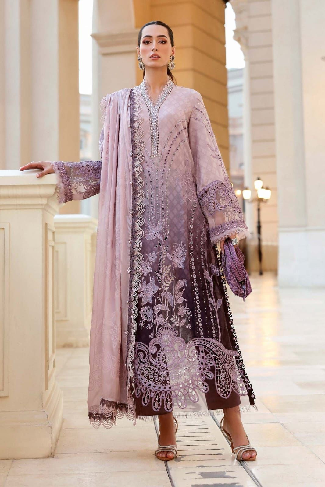 Maria B Lawn 3pc Unstitched Embroidered Suit. PND101