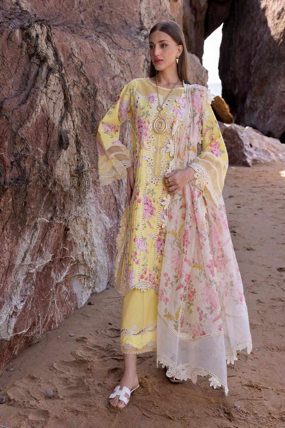 Aneela’s Lawn 3pc Unstitched Embroidered with Chiffon Dupatta PND110