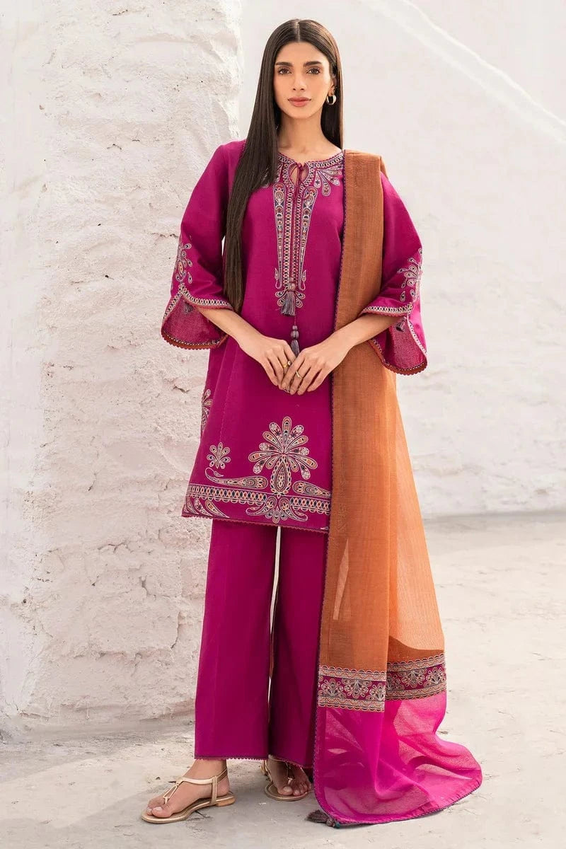 Dhanak 3PC Embroidered Shirt with Digital Printed Wool Shawl – ZC3371