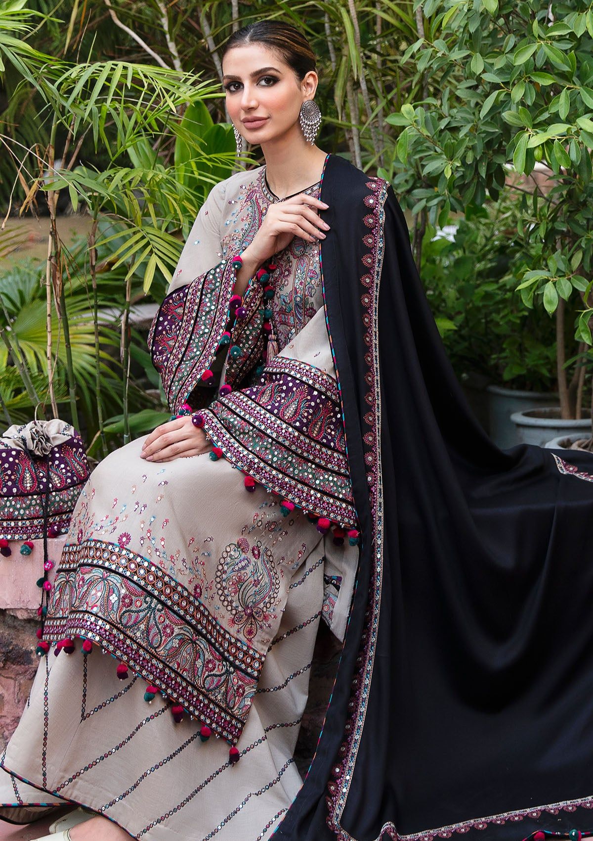 Dhanak-3PC Embroidered Shirt with Dhanak Embroidered Dupatta - ss6122