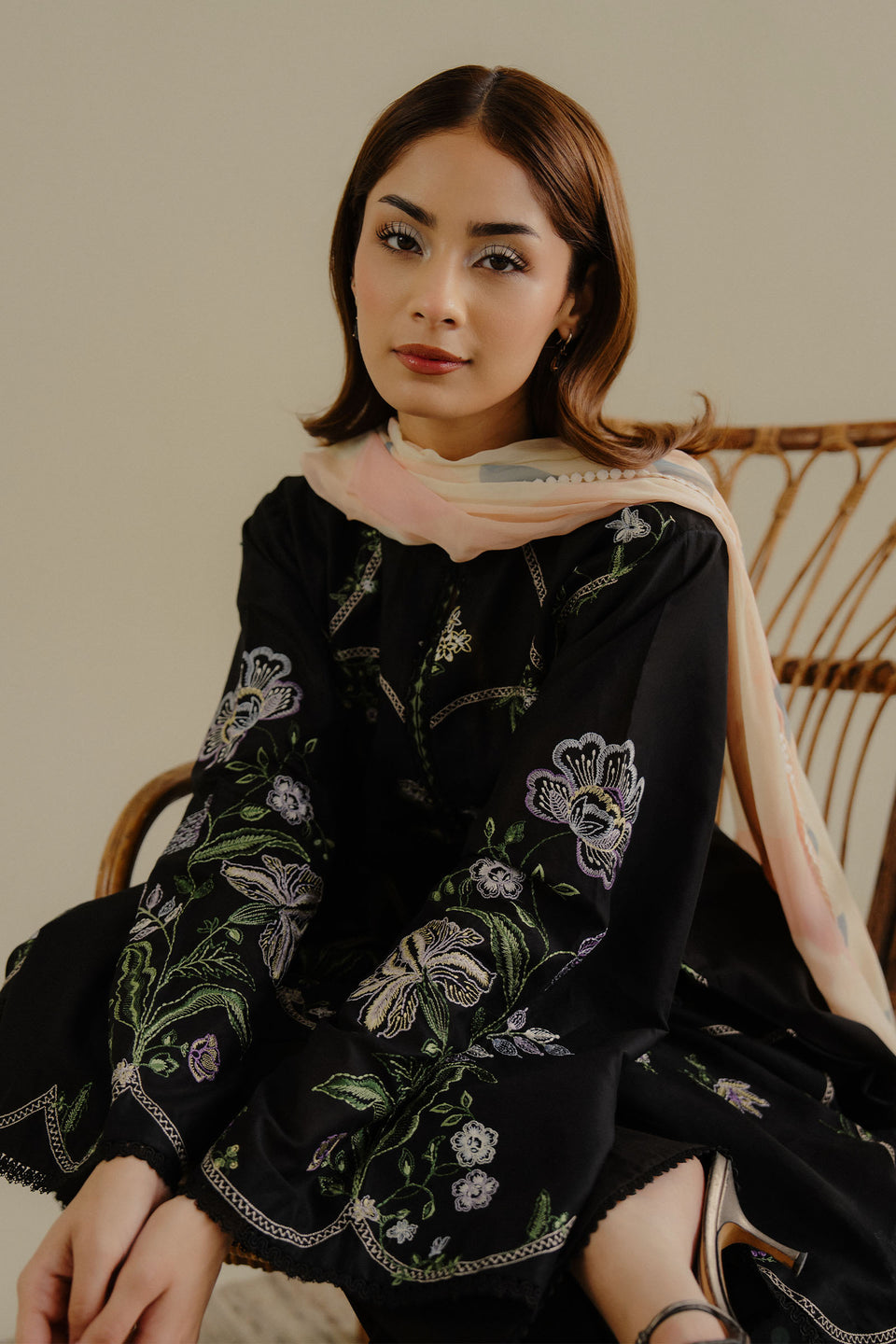 Lawn 3PC Embroidered Shirt with Digital Printed Jacquard Dupatta – ZC1384