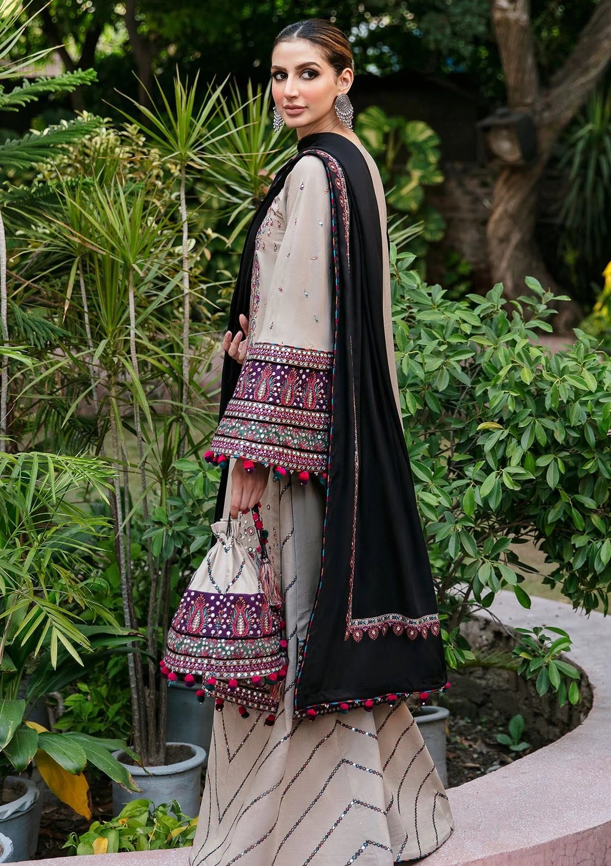 Dhanak-3PC Embroidered Shirt with Dhanak Embroidered Dupatta - ss6122