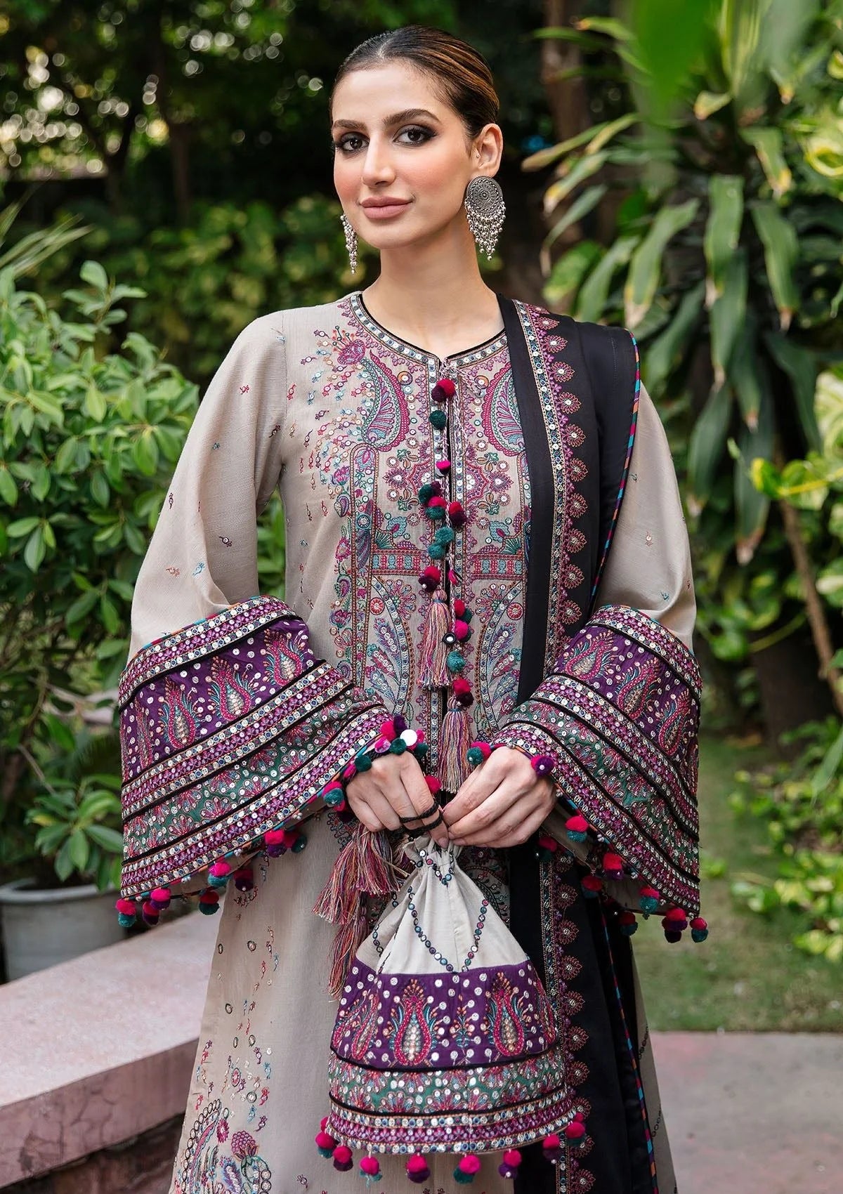 Dhanak-3PC Embroidered Shirt with Dhanak Embroidered Dupatta - ss6122