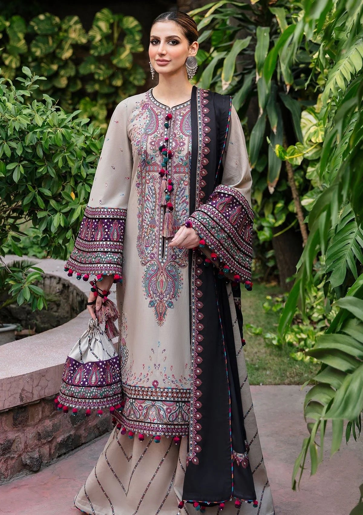 Dhanak-3PC Embroidered Shirt with Dhanak Embroidered Dupatta - ss6122