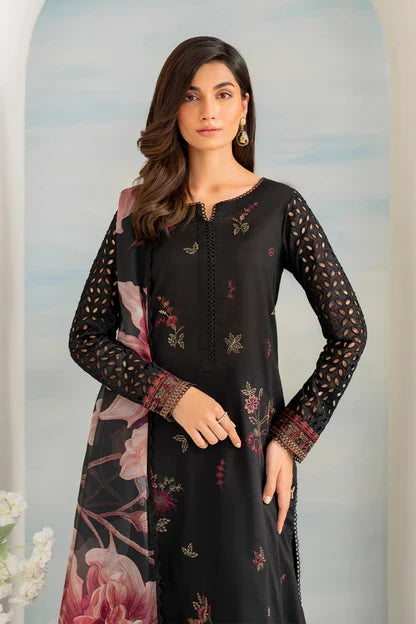 Dhanak-3PC Embroidered Shirt with Digital Printed Wool Shawl - ss6074