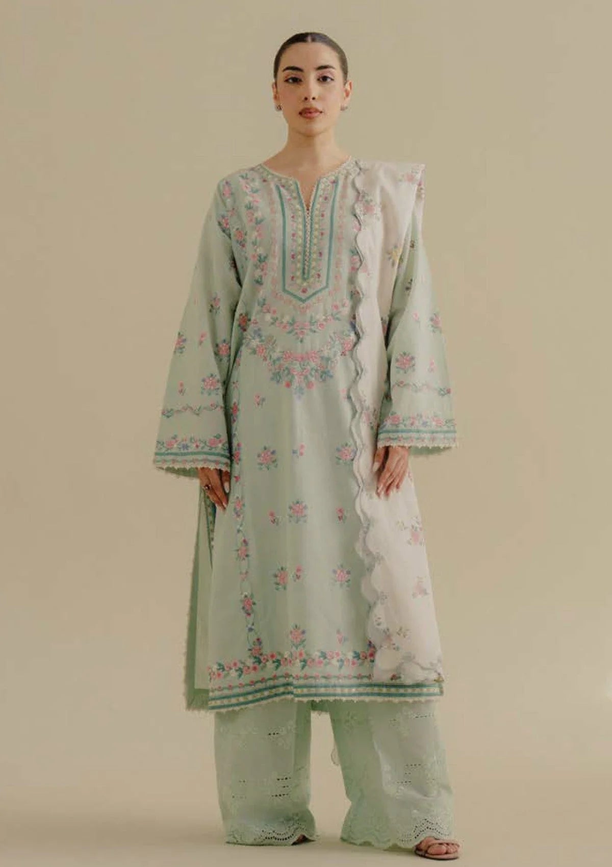 Lawn-3PC Embroidered Shirt with Digital Printed Jacquard Dupatta-ss1386
