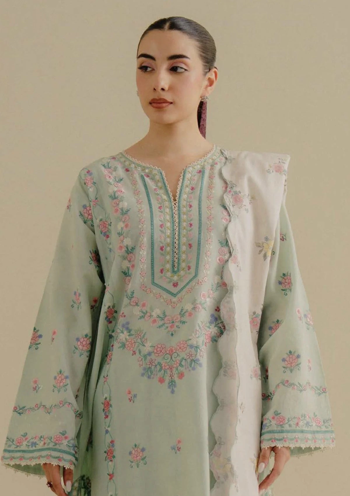 Lawn-3PC Embroidered Shirt with Digital Printed Jacquard Dupatta-ss1386