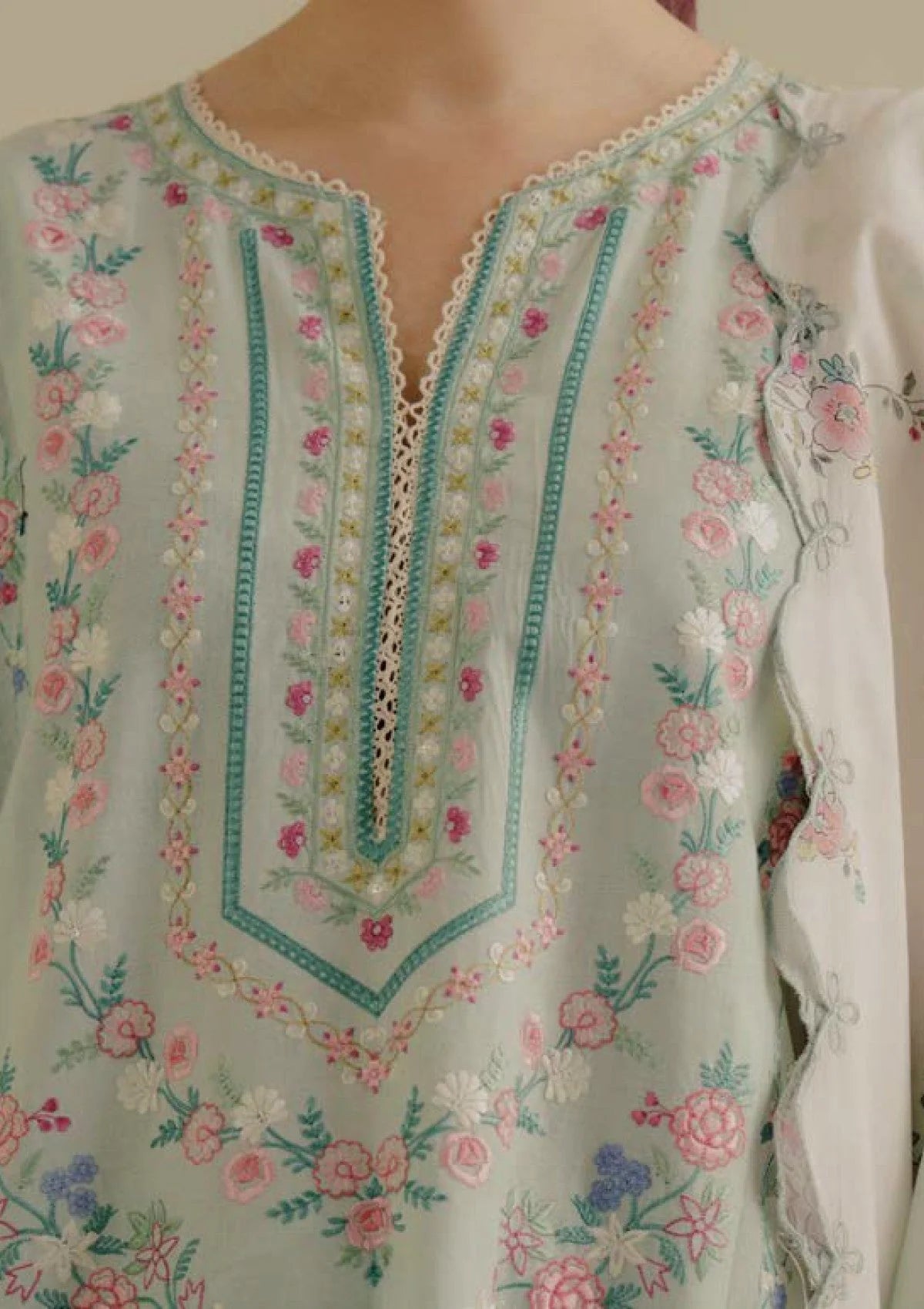 Lawn-3PC Embroidered Shirt with Digital Printed Jacquard Dupatta-ss1386