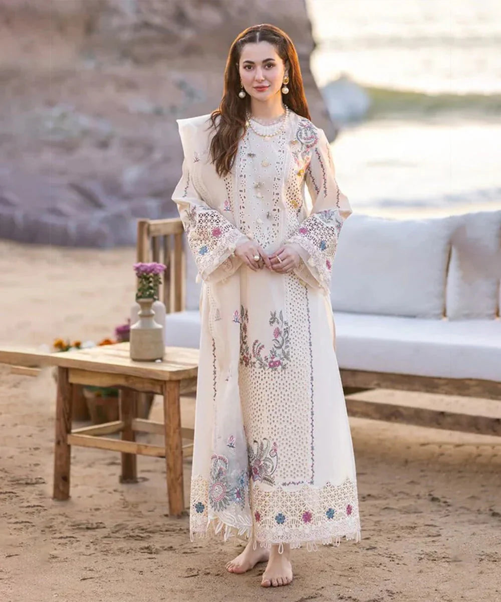 3PC Lawn Embroidered Shirt With Organza Embroidered Dupatta- SS5013