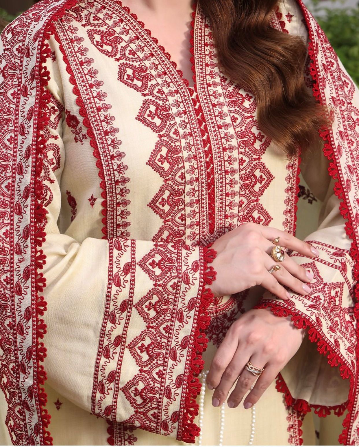 Dhanak 3PC Embroidered Shirt with Dhanak Embroidered Dupatta-3514