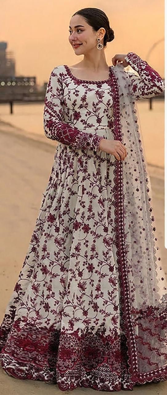 Faiza Saqlain Lawn 3pc Unstitched Embroidered Suit with Chiffon Dupatta PND108