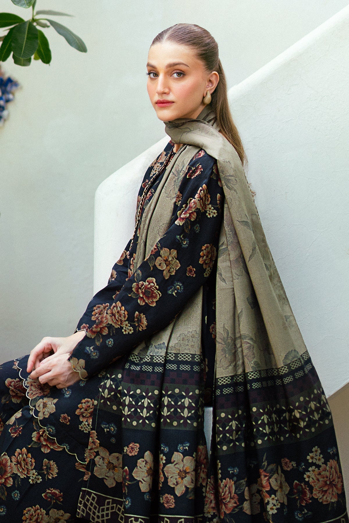 Baroque 3PC Karandi Printed Shirt with Karandi Printed Dupatta and Trouser – ZC837
