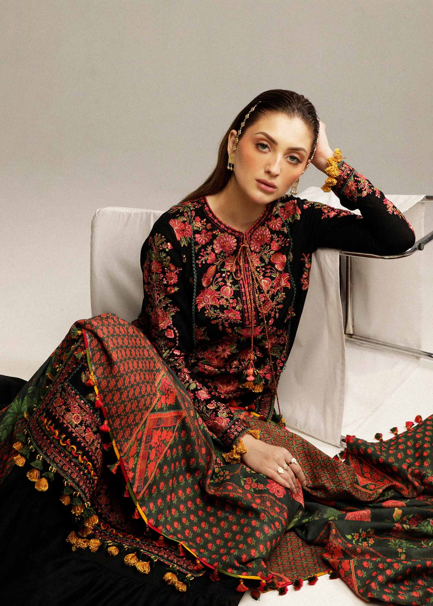 Hussain Rehar Dhanak 3PC Embroidered with Digital Printed Dupatta – ZC173