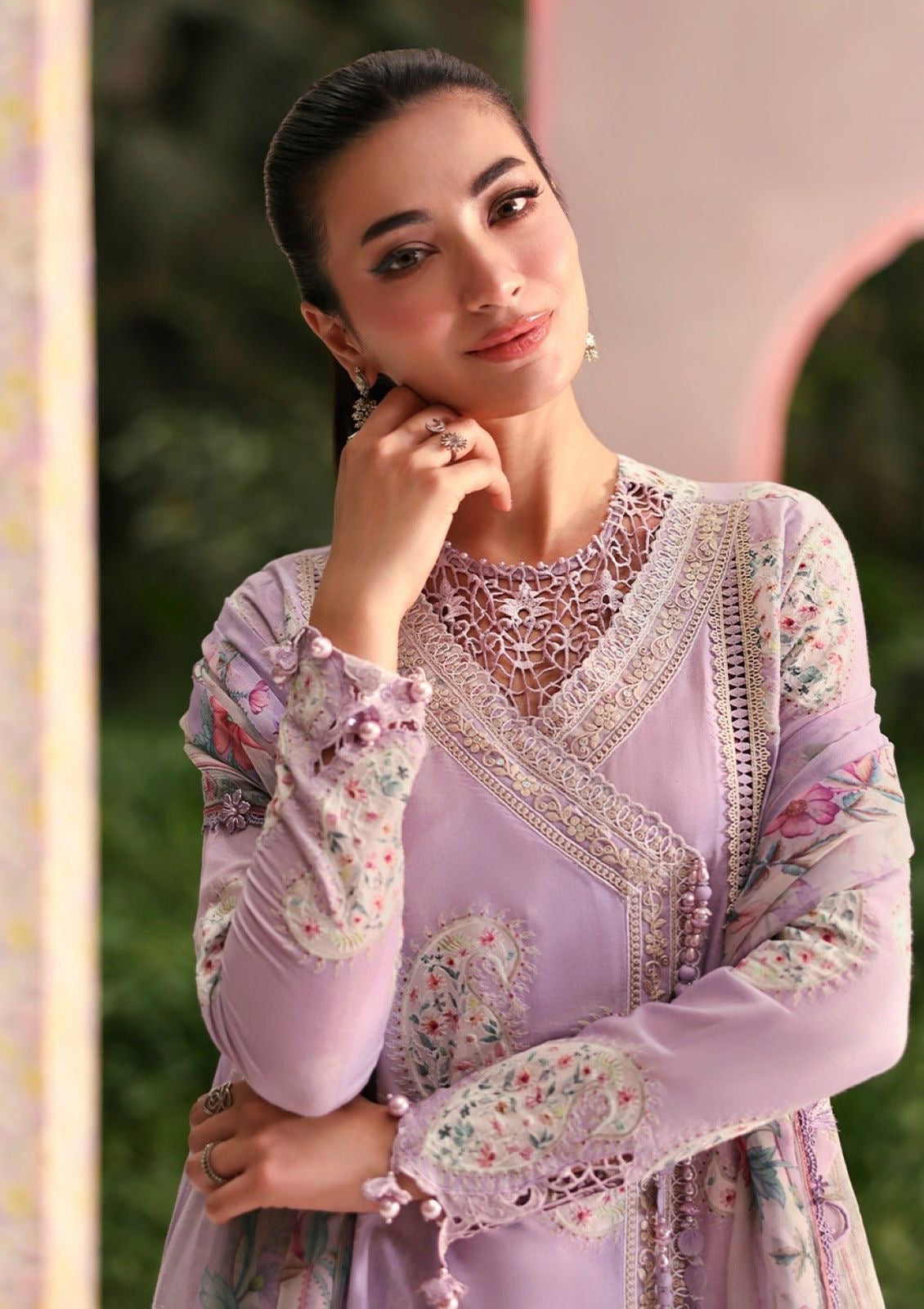 Maria B Lawn 3pc Unstitched Embroidered Suit with Chiffon Dupatta PND107