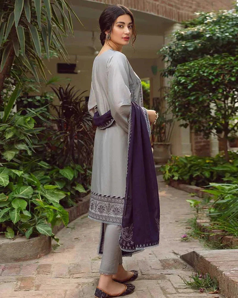 Lawn-3PC Embroidered with Chiffon Embroidered Dupatta-SS1117