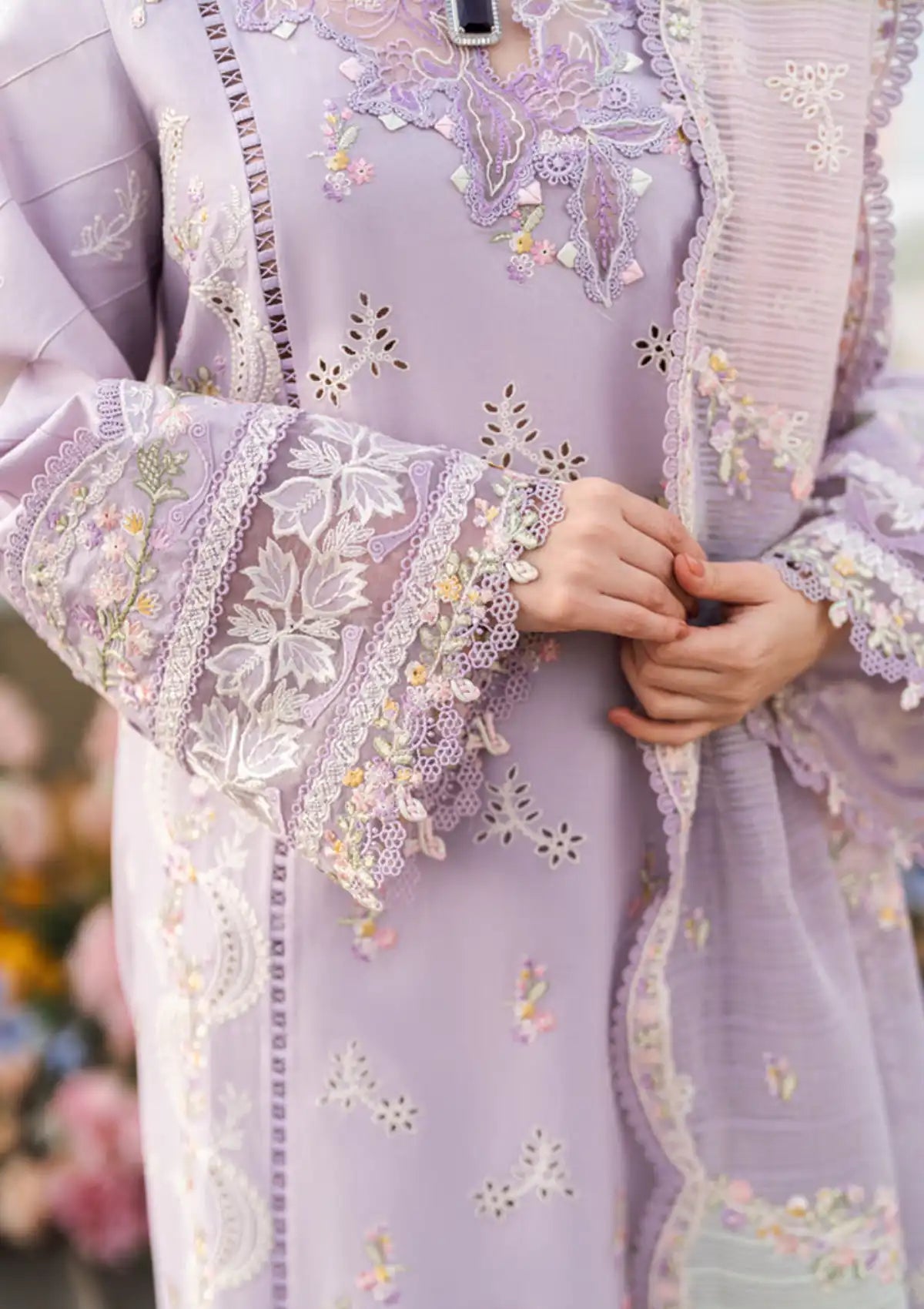 Lawn 3PC Embroidered Shirt with Organza Embroidered Dupatta – ZC1255
