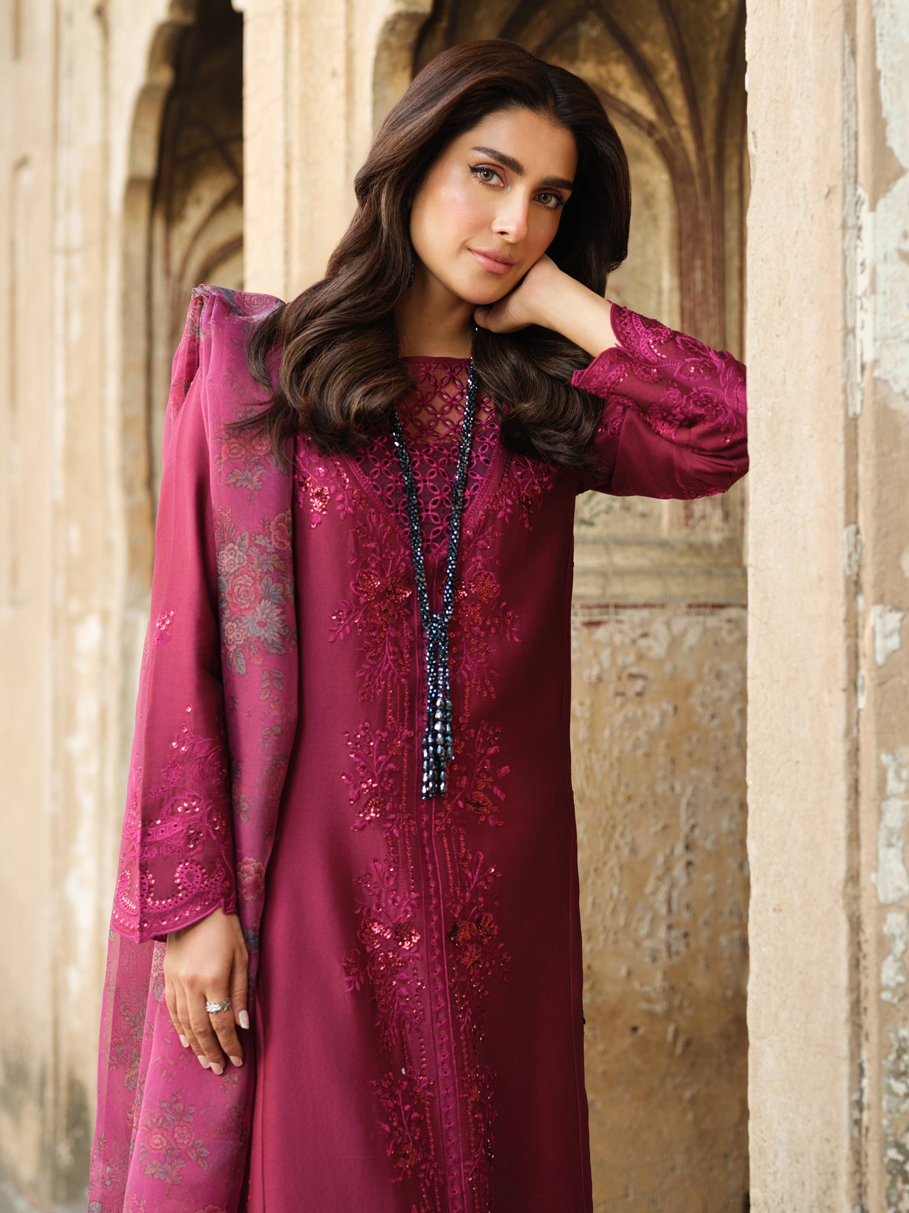 Lawn 3PC Embroidered Shirt with Organza Digital Printed Dupatta – ZC1412