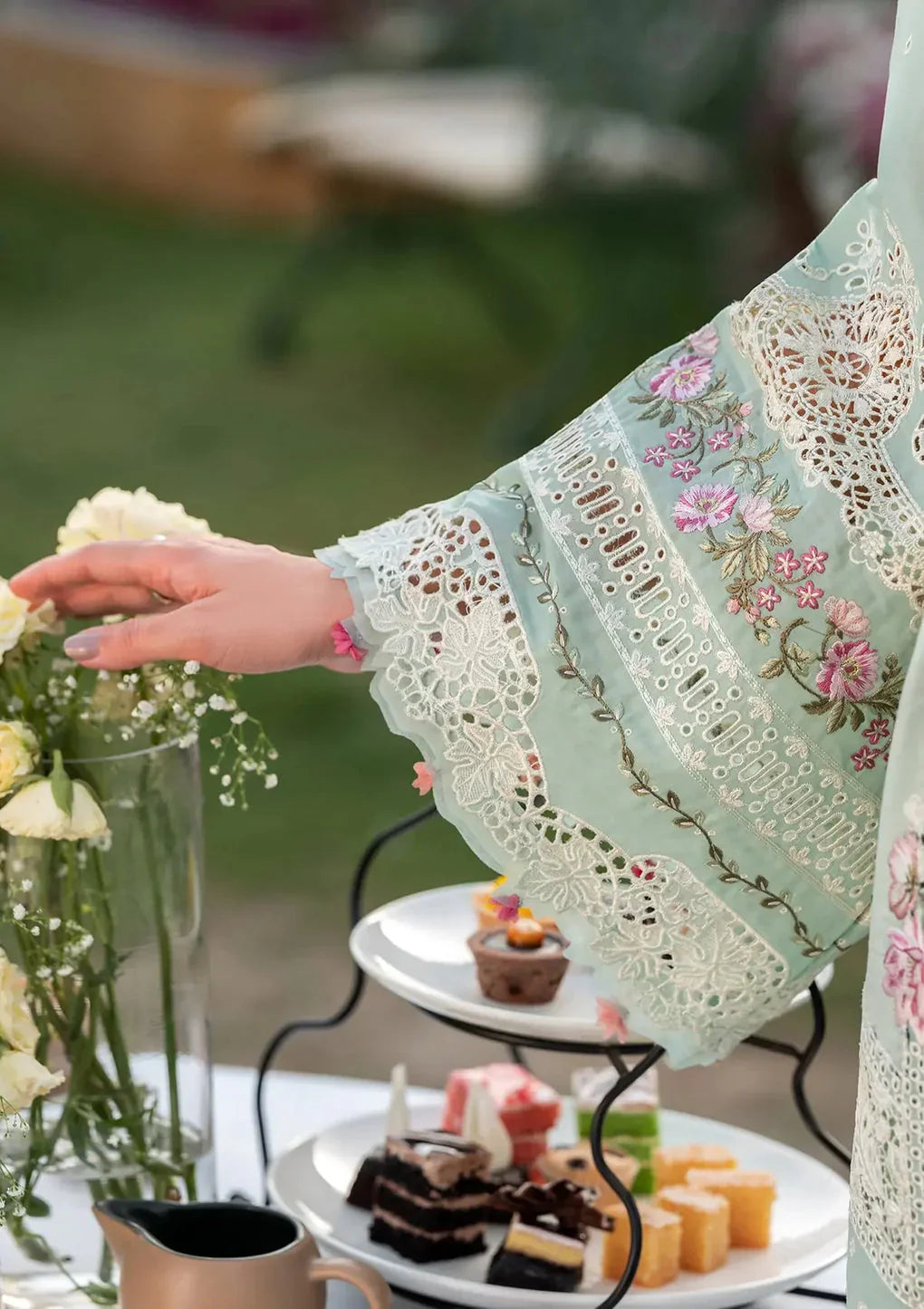 Bloom Whisper Mint Chikenkari Lawn - SS5317