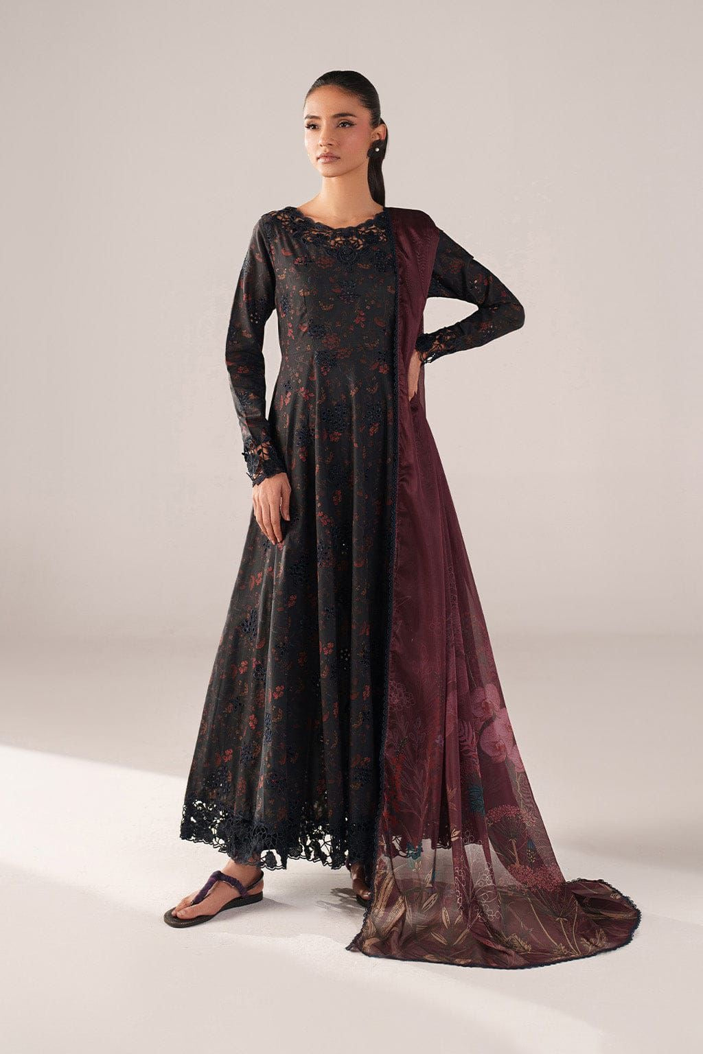 IZNIK Lawn 3pc Unstitched Embroidered Suit with Chiffon Dupatta PND109