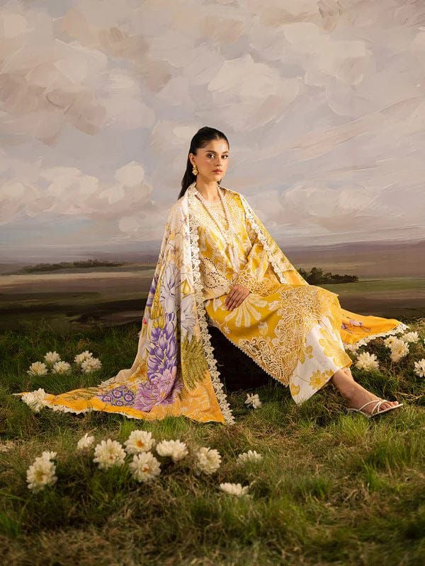 Mahnur Lawn 3pc Unstitched Embroidered with Chiffon Dupatta PND102