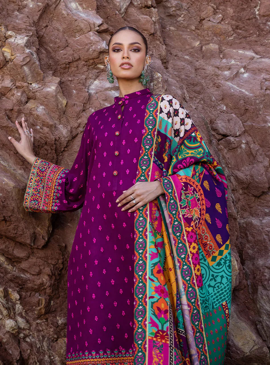 Zainab Chottani 3PC Dhanak Embroidered Shirt with Printed Dupatta – ZC681