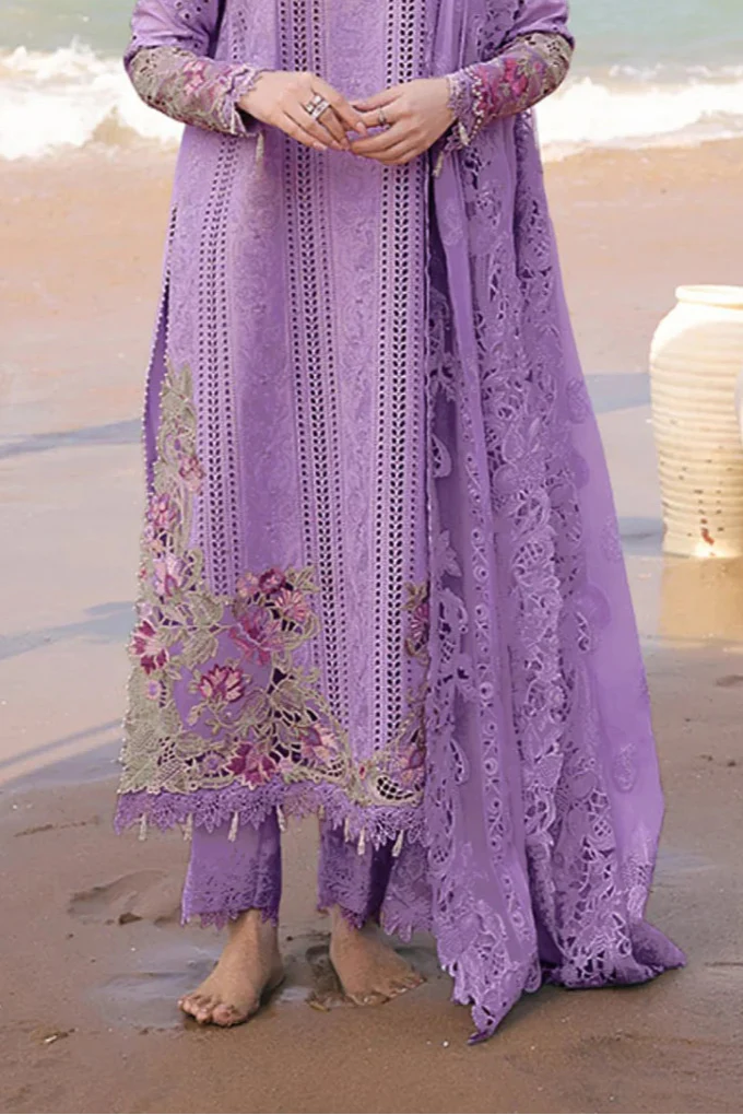 Dhanak 3PC Embroidered Shirt with Organza Embroidered Dupatta – ZC3341