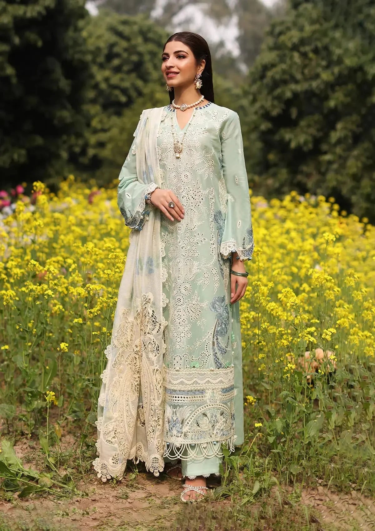Kahf Festive Embroidered Luxury Lawn Unstitched 3Pc Suit KFL-01 TABIR