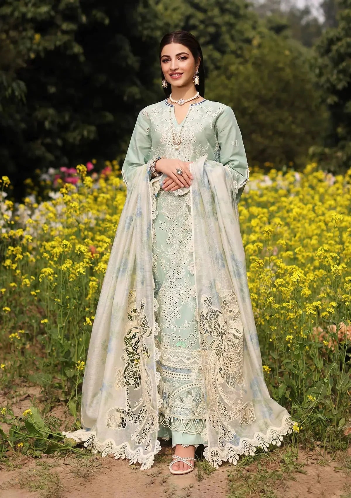 Kahf Festive Embroidered Luxury Lawn Unstitched 3Pc Suit KFL-01 TABIR