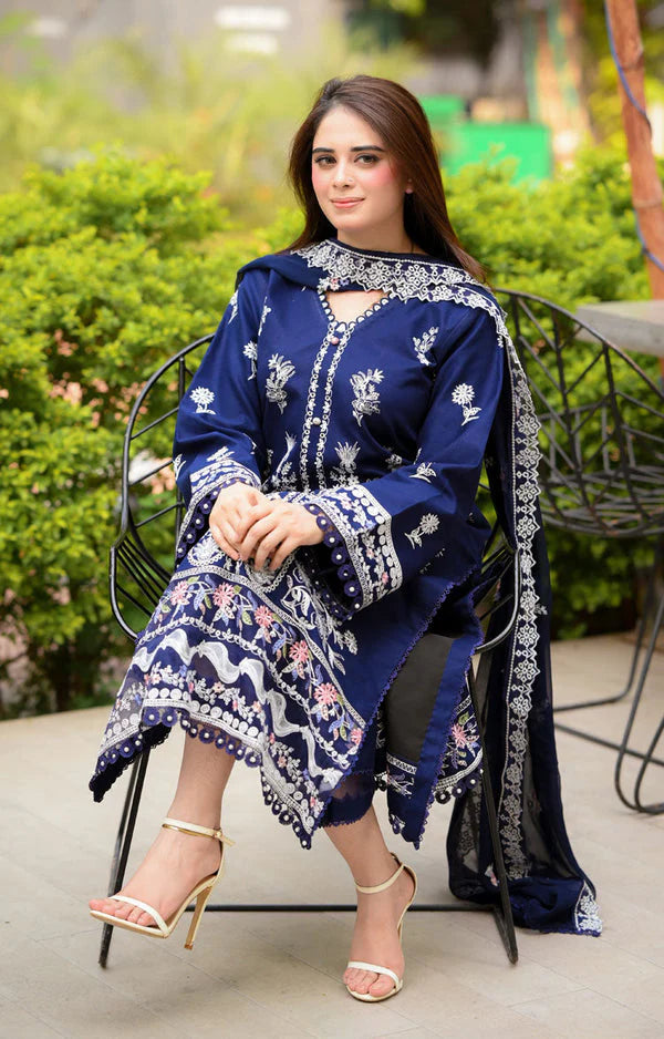 Lawn-3PC Embroidered Shirt with Chiffon Embroidered Dupatta-SS5061