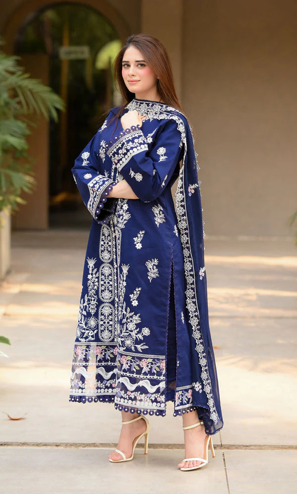 Lawn-3PC Embroidered Shirt with Chiffon Embroidered Dupatta-SS5061