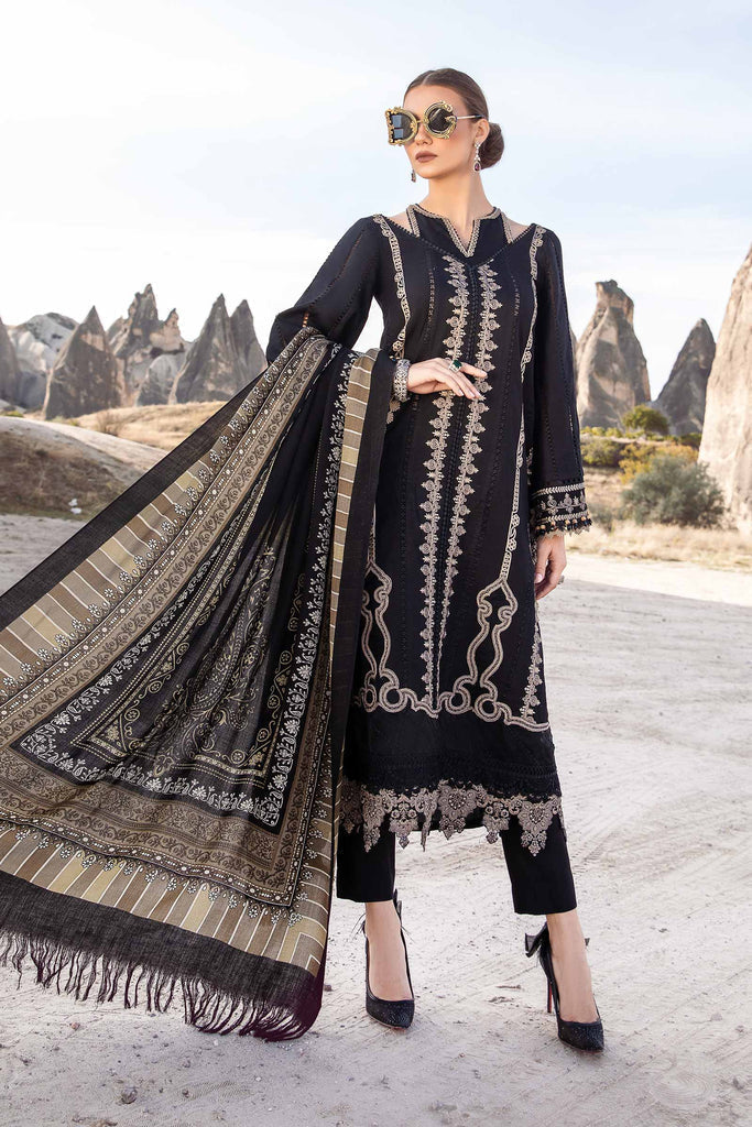 Dhanak-3PC Embroidered Shirt with Digital Printed Wool Shawl - 3426