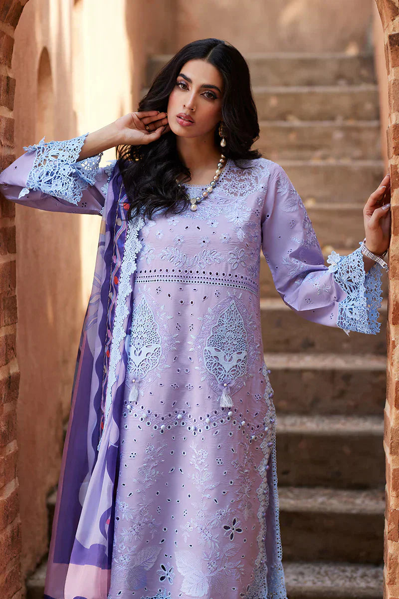 MUSHQ Dhanak 3PC Chikankari Embroidered Suit with Digital Printed Wool Shawl – ZC109