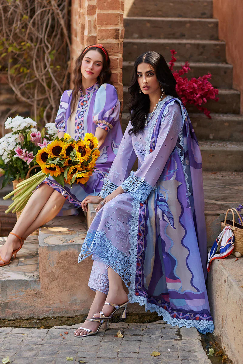 MUSHQ Dhanak 3PC Chikankari Embroidered Suit with Digital Printed Wool Shawl – ZC109