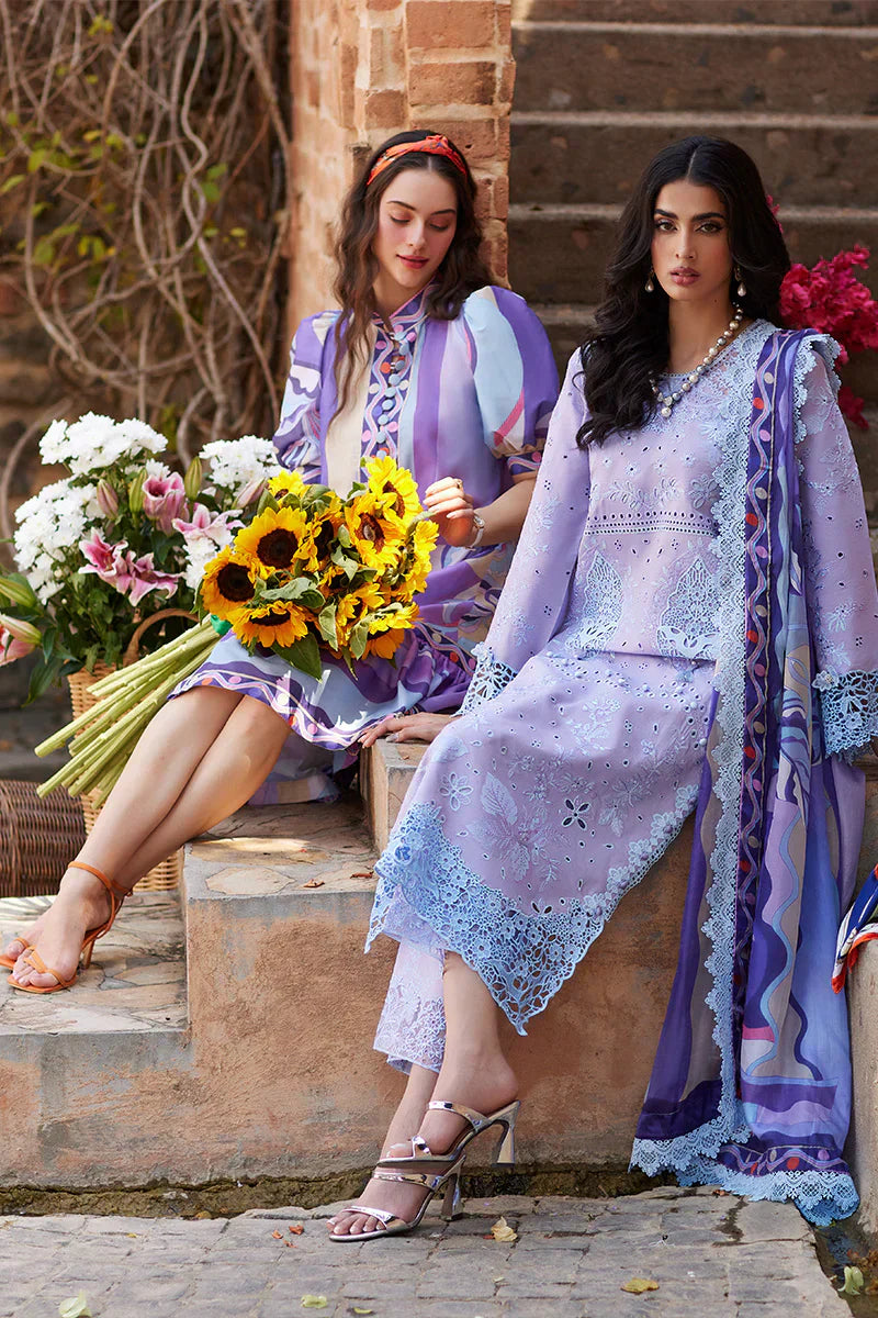MUSHQ Dhanak 3PC Chikankari Embroidered Suit with Digital Printed Wool Shawl – ZC109