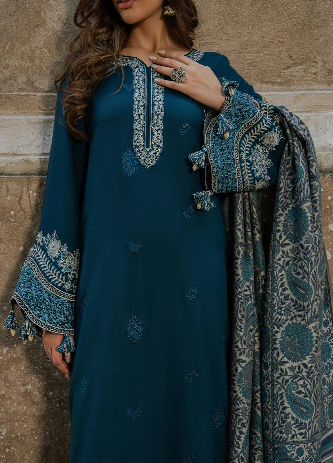 Lawn-3PC Embroidered Shirt with Digital Printed Jacquard Dupatta-SS5055