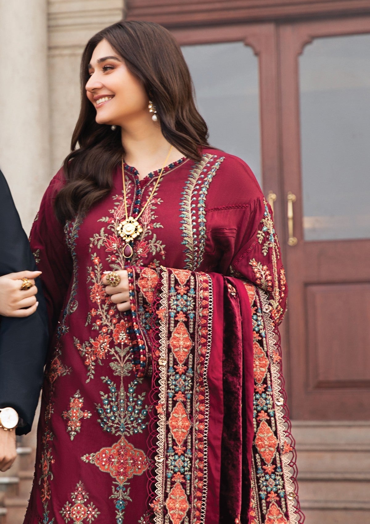 Dhanak-3PC Embroidered Shirt with Digital Printed Shawl - 6164
