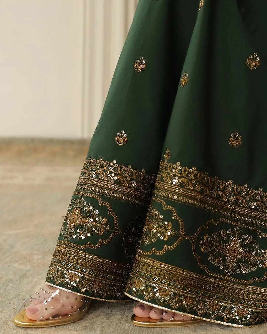 Dhanak-3PC Embroidered Shirt with Organza Sequence Embroidered Dupatta - 3444