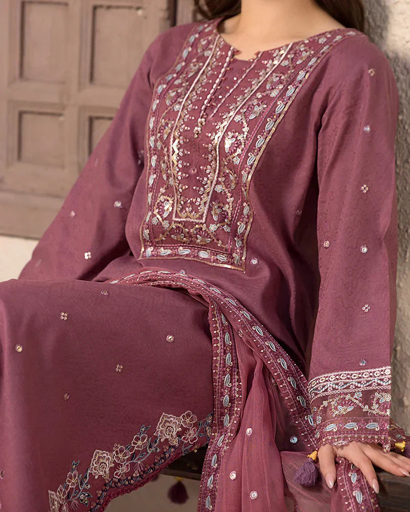 Lawn 3PC Embroidered Shirt with Chiffon Embroidered Dupatta – ZC1321
