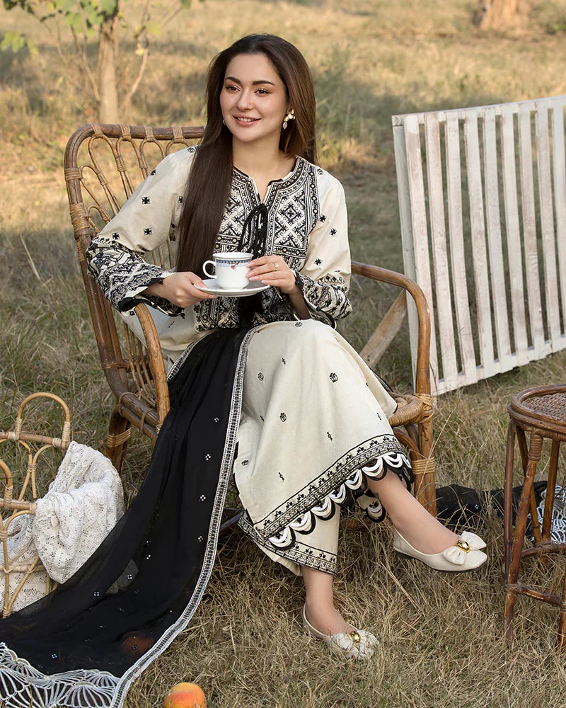 Lawn 3PC Embroidered Shirt with Organza Embroidered Dupatta – ZC1354