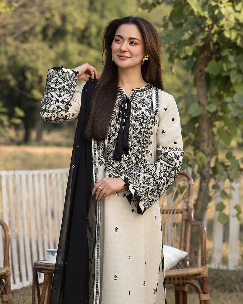 Lawn 3PC Embroidered Shirt with Organza Embroidered Dupatta – ZC1354